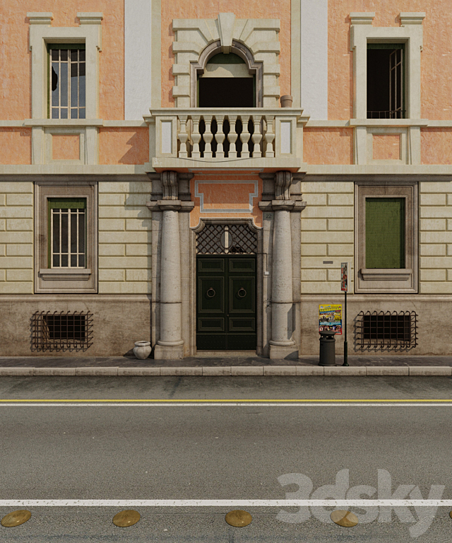 The facade of Italian building 3DSMax File - thumbnail 1