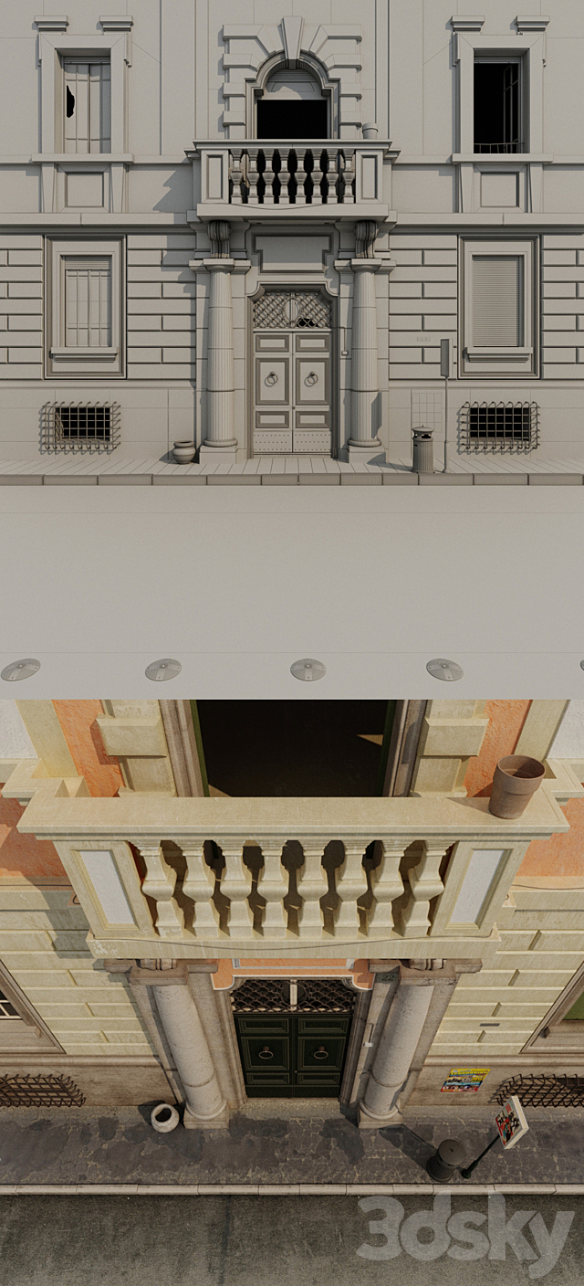The facade of Italian building 3DSMax File - thumbnail 3