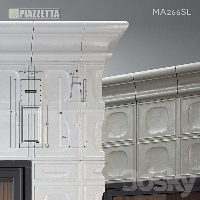 Piazzetta MA266SL Tiled Stove 3DSMax File - thumbnail 2