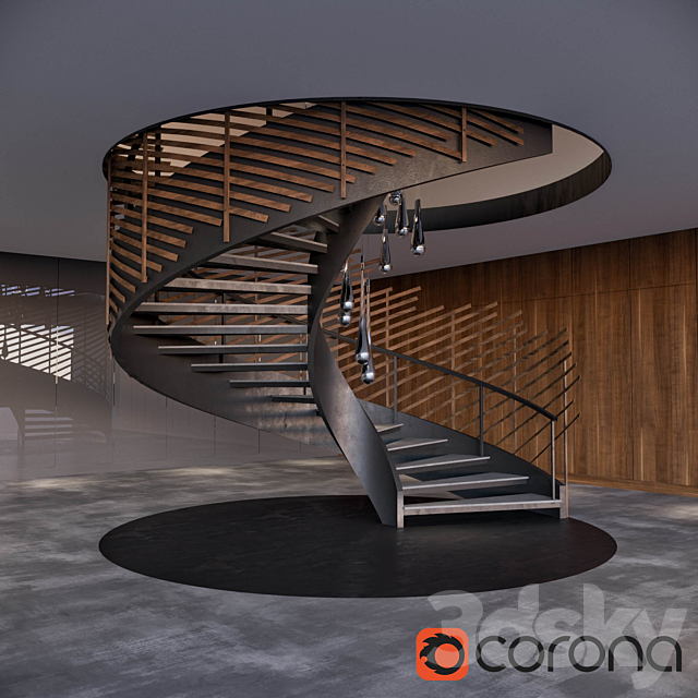 Spiral staircase with installation 3DSMax File - thumbnail 1