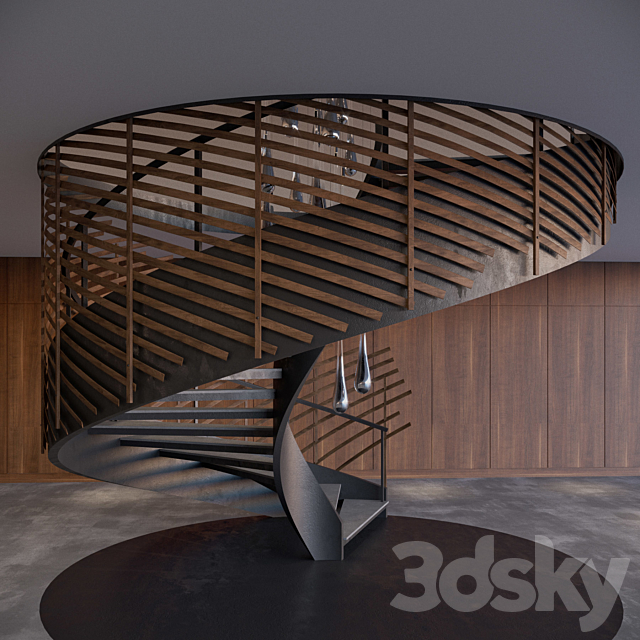 Spiral staircase with installation 3DSMax File - thumbnail 2