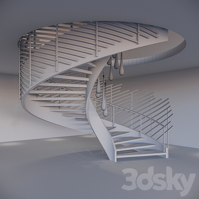 Spiral staircase with installation 3DSMax File - thumbnail 3