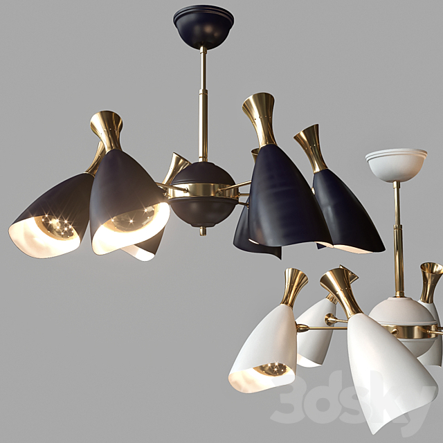 LED Chandelier 6 horns. China Manufacturing. 3DSMax File - thumbnail 1