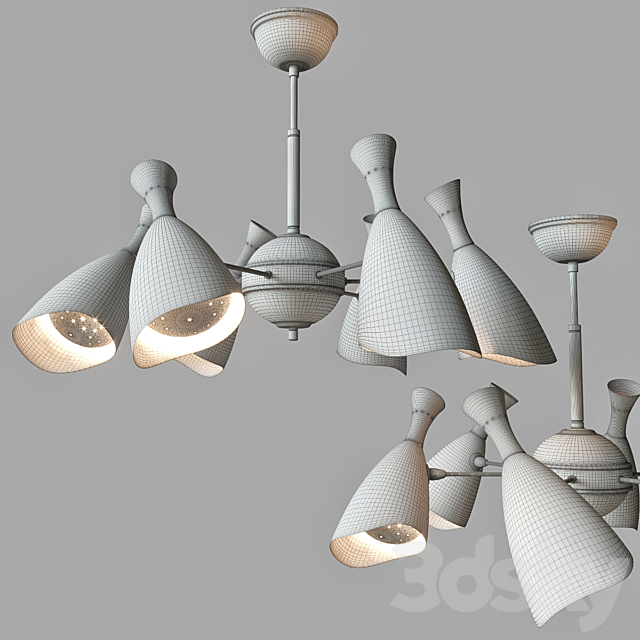 LED Chandelier 6 horns. China Manufacturing. 3DSMax File - thumbnail 2