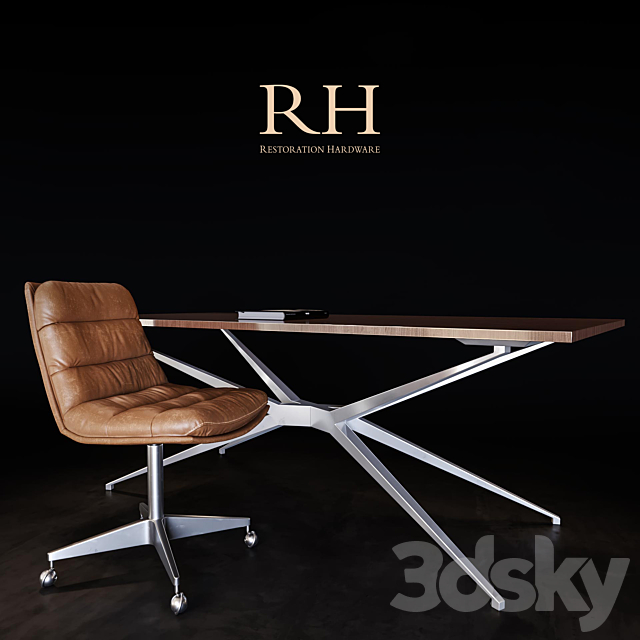 Restoration Hardware | Griffith Chair & Maslow desk 3DSMax File - thumbnail 3