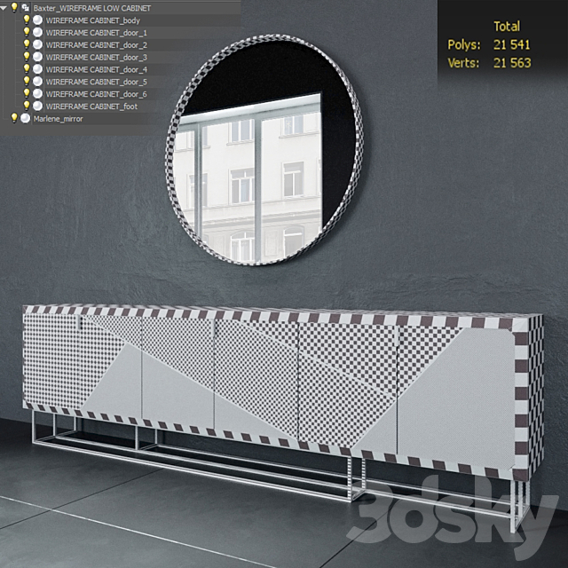 Baxter WIREFRAME LOW CABINET 3DSMax File - thumbnail 2