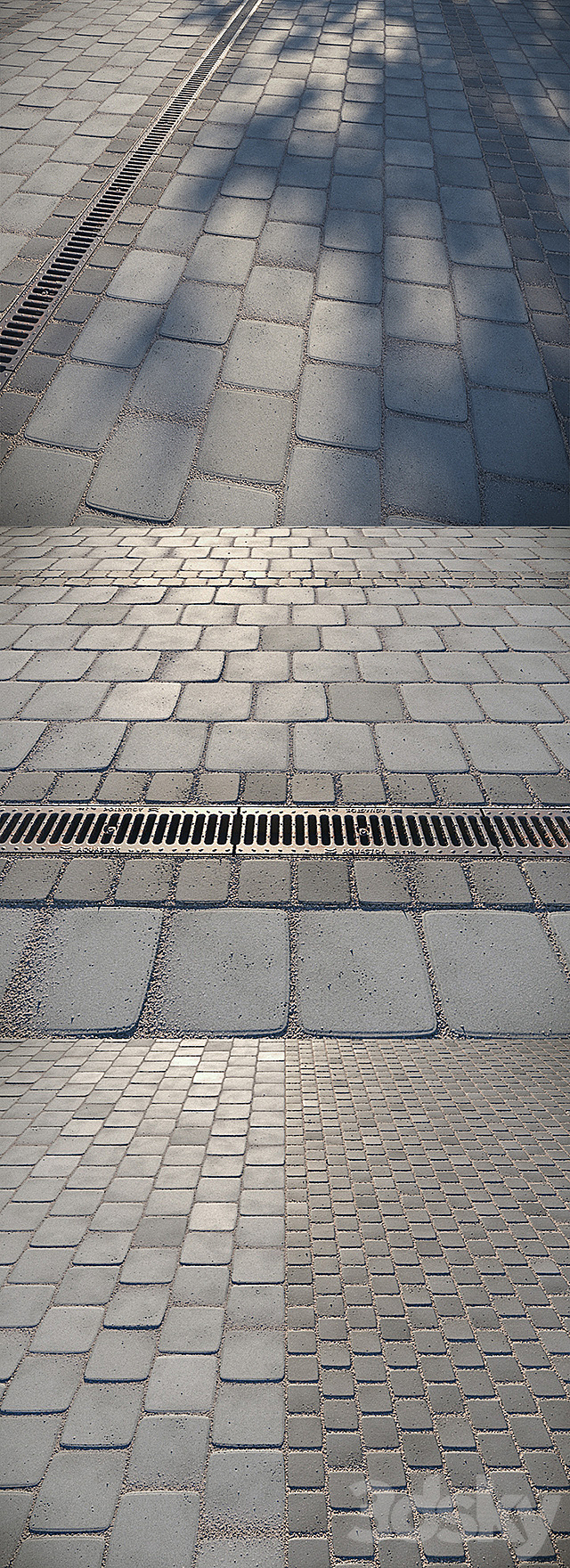 Paving slabs and storm grate 3d