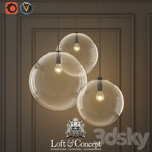 Hanging lamp glass ball ceiling lights 3DSMax File - thumbnail 1