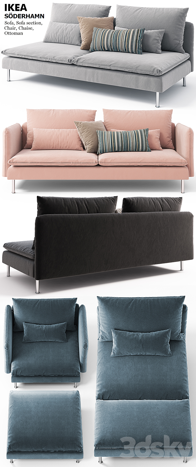 Sofas. chairs. couch. ottoman Ikea SODERHAMN 3d