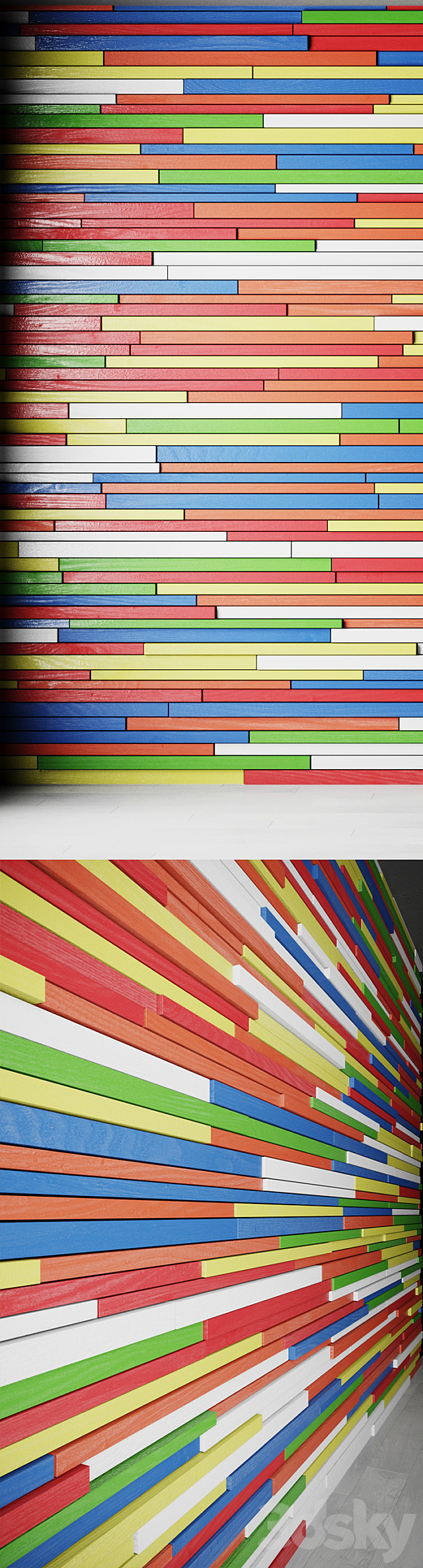 Wall of colored wooden slats 3DSMax File - thumbnail 2