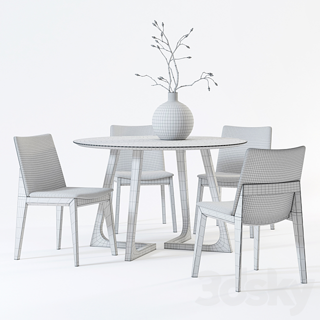 Scandinavian Designs Fuchsia Dining Chair & Cress Round Dining Table 3DSMax File - thumbnail 2