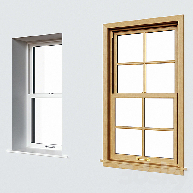 Sash windows \\ Double hung \\ Sliding sash 3d