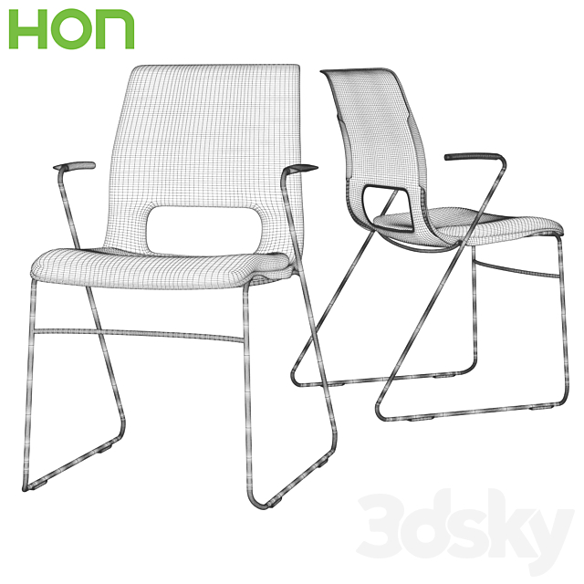 HON High-Density Stacking Chair HMS1 3DSMax File - thumbnail 2