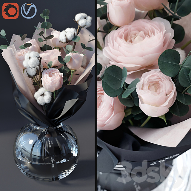 Bouquet with cotton 3DSMax File - thumbnail 1