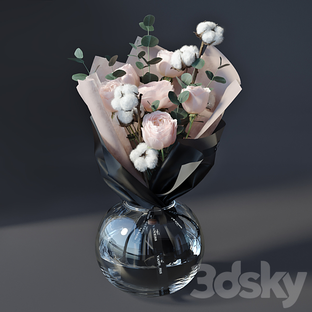 Bouquet with cotton 3DSMax File - thumbnail 3