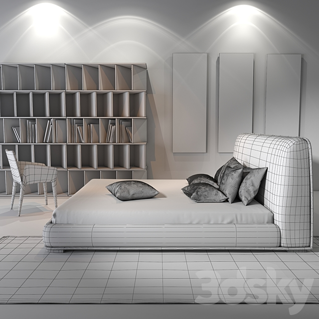 Bonaldo Amos alto bed 3d