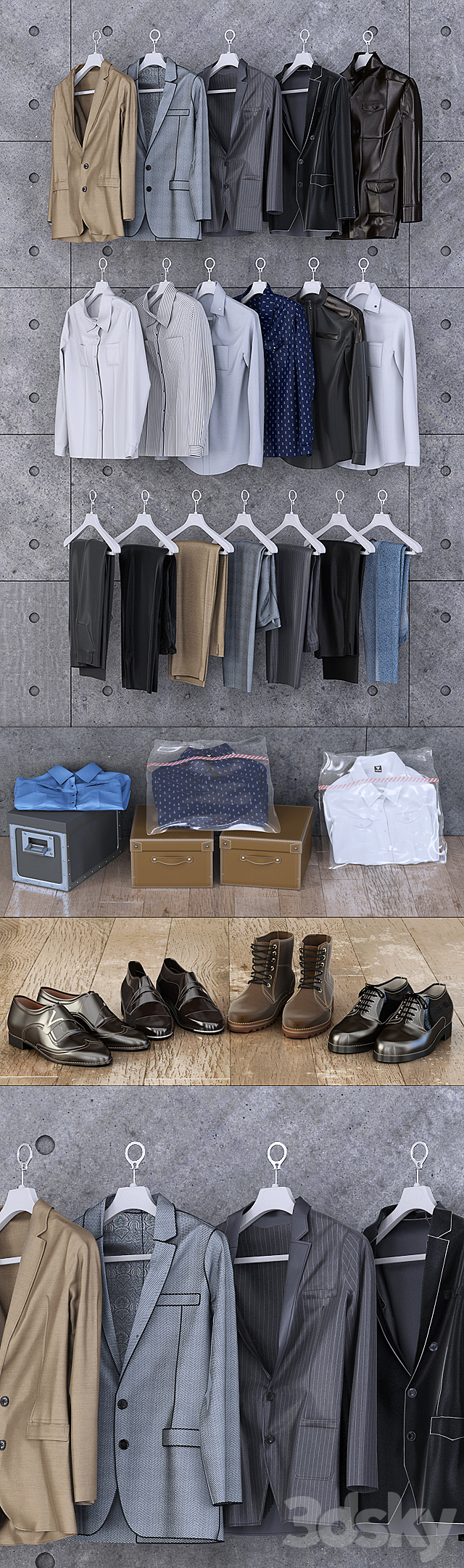 Set for clothes and shoes cabinet 3DSMax File - thumbnail 2