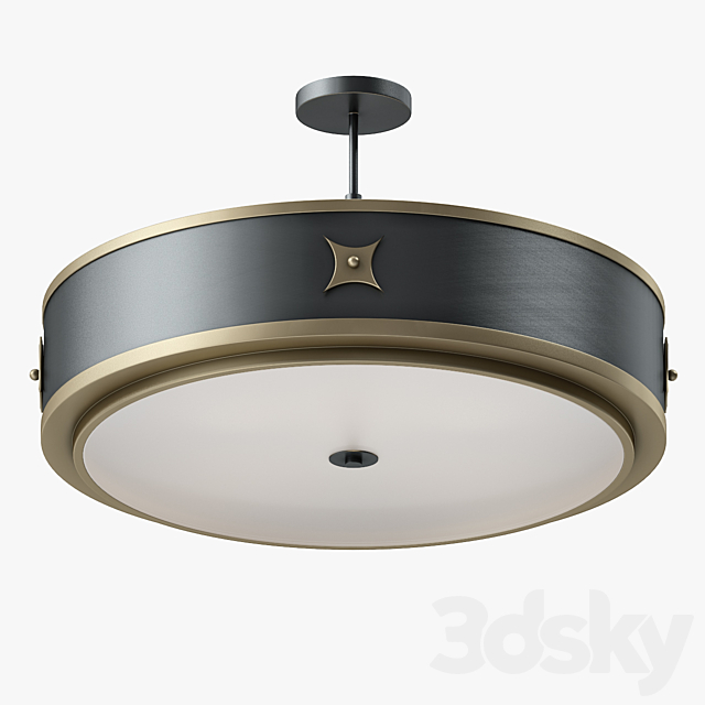 Currey and Company Huntsman Semi - Flush Mount 3d