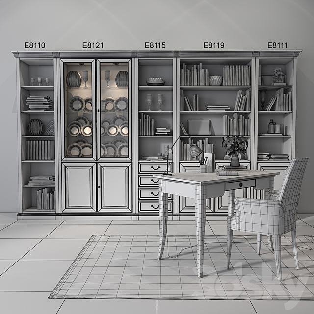 Selva bookcase Mirabeau set sections02 3d