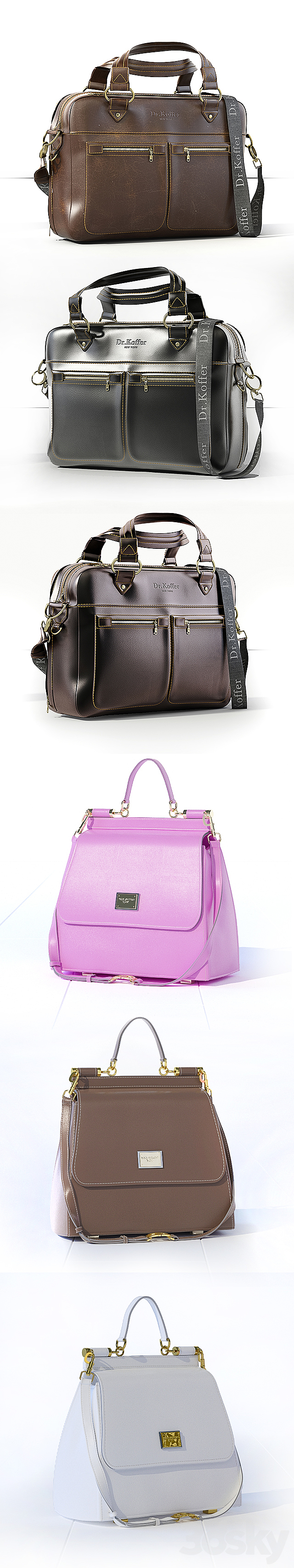 Business leather bag Dr.Koffer + women’s bag Dolce Gabbana 3DSMax File - thumbnail 2