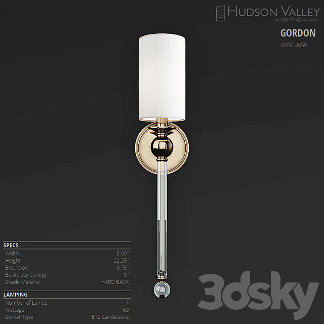 Hudson Valley Gordon 6031-AGB 3DSMax File - thumbnail 1