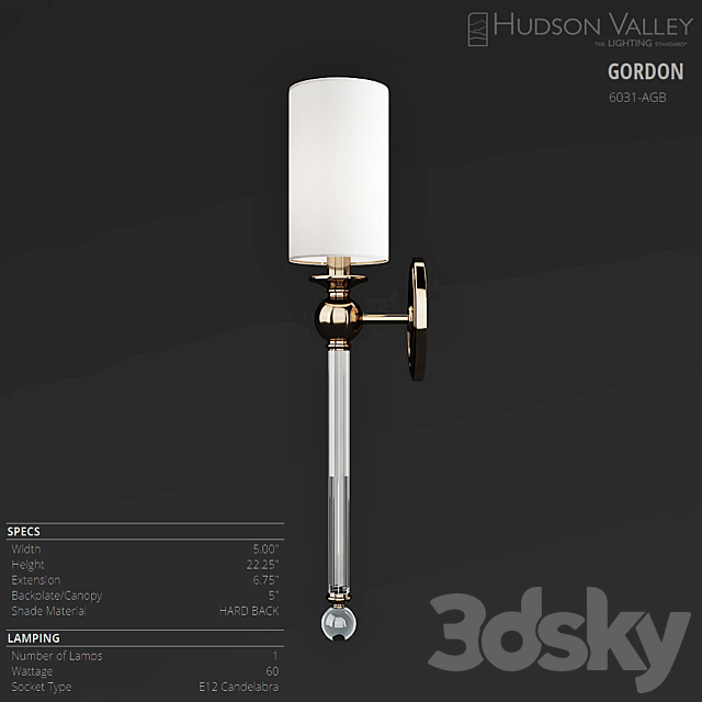 Hudson Valley Gordon 6031-AGB 3DSMax File - thumbnail 3