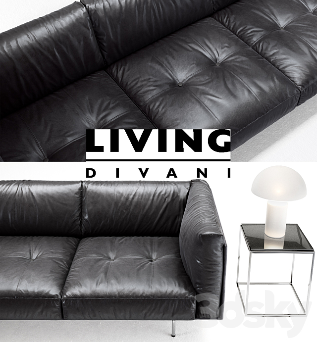Living divani leather rod sofa 3DSMax File - thumbnail 2