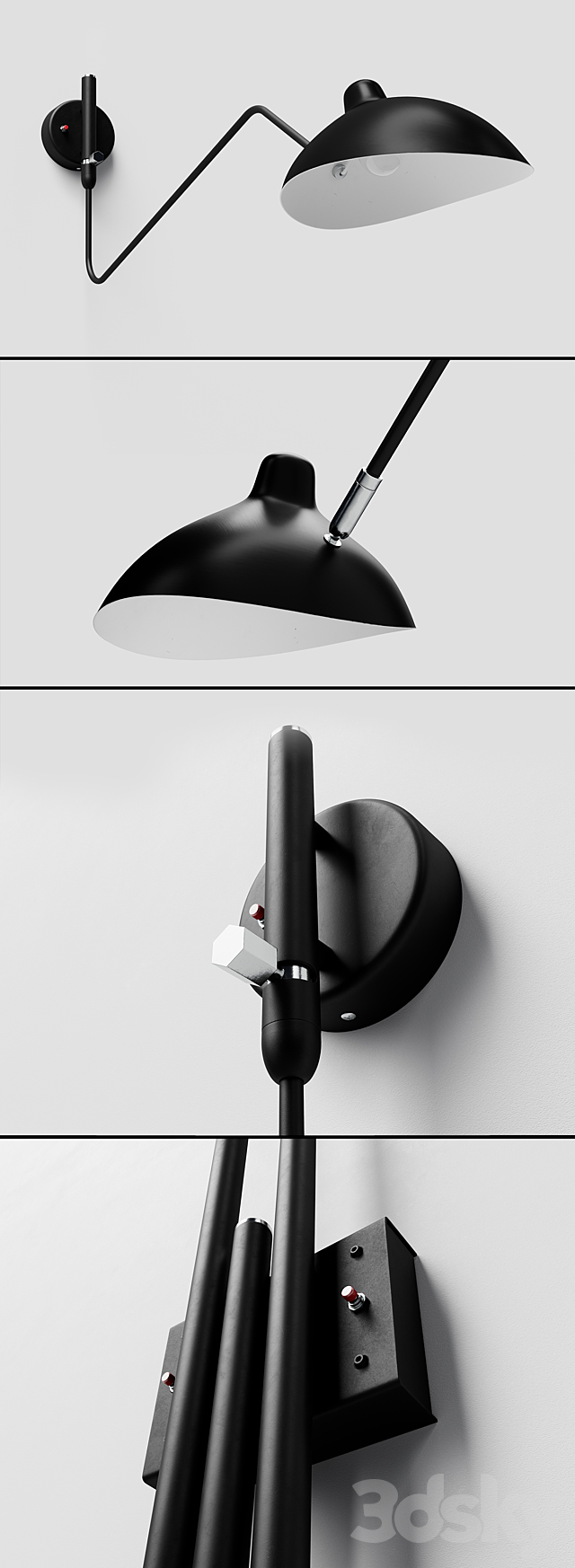 Sconce Mouille for 1. 2 and 3 lamps 3d