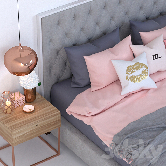 Bed Prague Bed with decor 3DSMax File - thumbnail 2