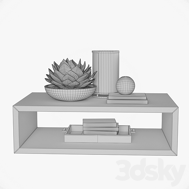 Coffee table with decor 3DSMax File - thumbnail 2