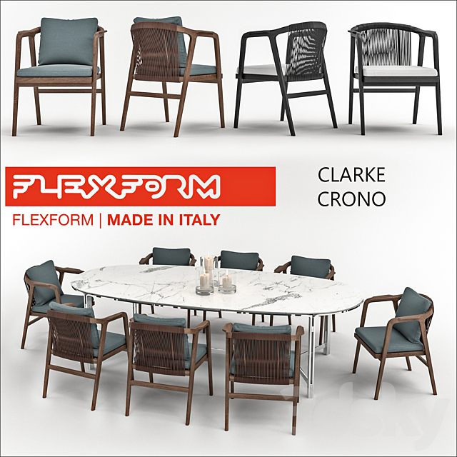 FLEXFORM table CLARKE chair CRONO 3DSMax File - thumbnail 1