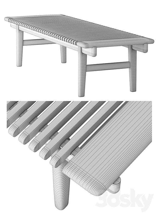 Hans Wegner PP Mobler 589 bar bench 3DSMax File - thumbnail 3