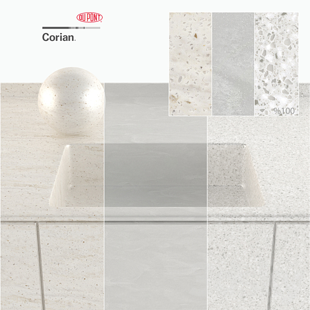 Dupont Corian Kitchen Countertops Gray 2 3d