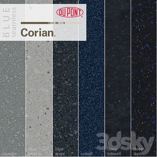 Dupont Corian Kitchen Countertops Blue 1 3DSMax File - thumbnail 1