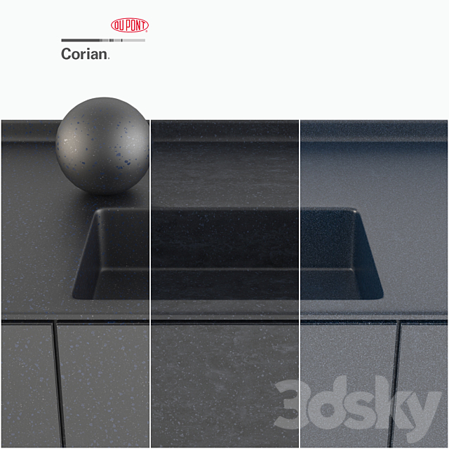 Dupont Corian Kitchen Countertops Blue 1 3DSMax File - thumbnail 2