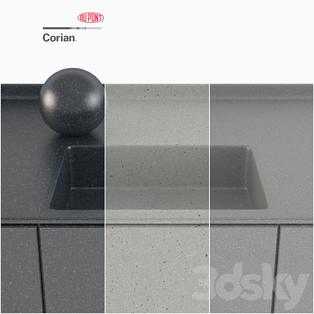 Dupont Corian Kitchen Countertops Blue 1 3DSMax File - thumbnail 3