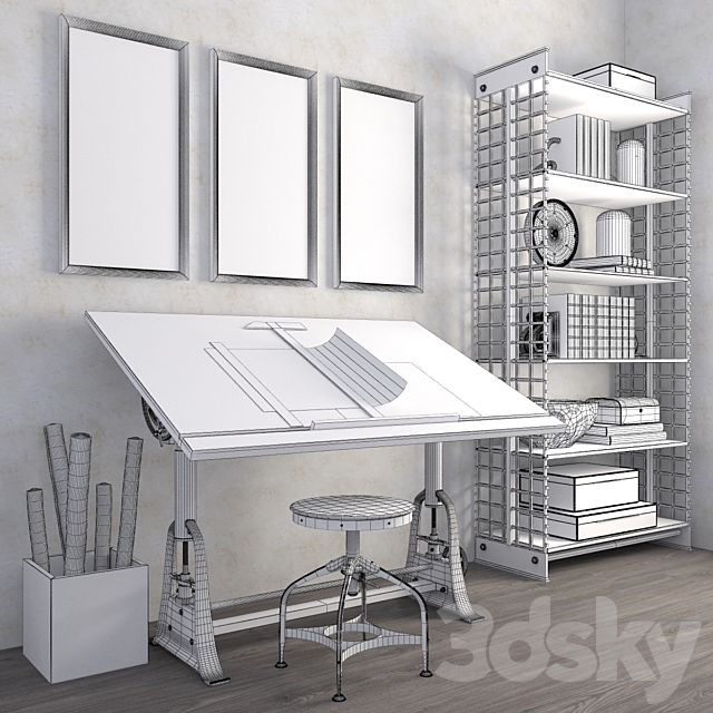 Decorative set in loft style RH 3d