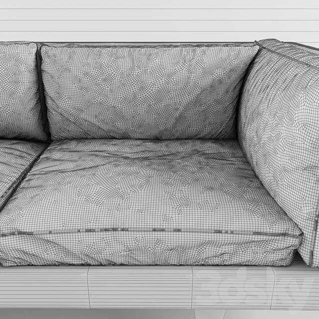 Rosewood and Original Black Leather Sofa by Illum Wikkelsø 3DSMax File - thumbnail 2