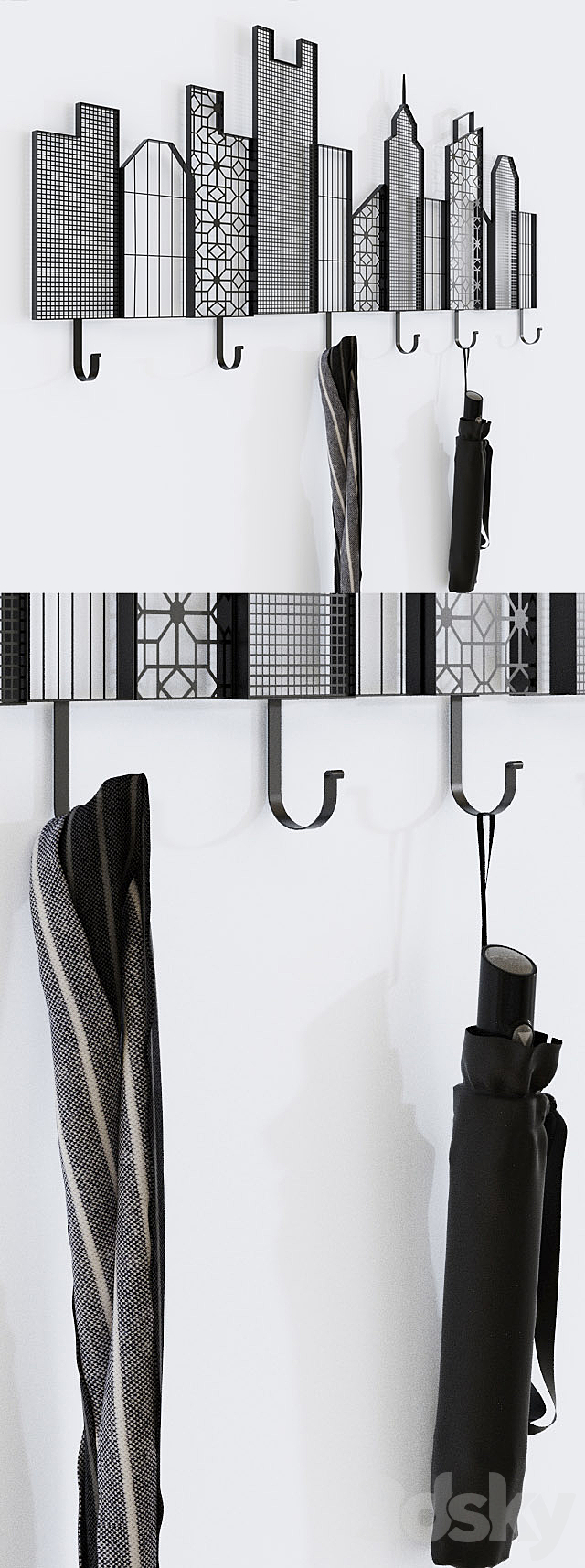 Kare _ Coat Rack Skyline 3d
