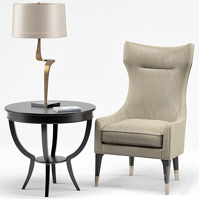 Gina Chair. Thad Lamp. Scheffield Round End Table 3DSMax File - thumbnail 1