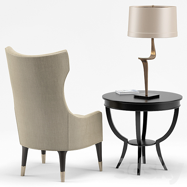 Gina Chair. Thad Lamp. Scheffield Round End Table 3DSMax File - thumbnail 2