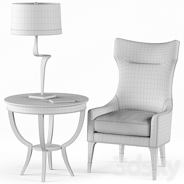 Gina Chair. Thad Lamp. Scheffield Round End Table 3DSMax File - thumbnail 3
