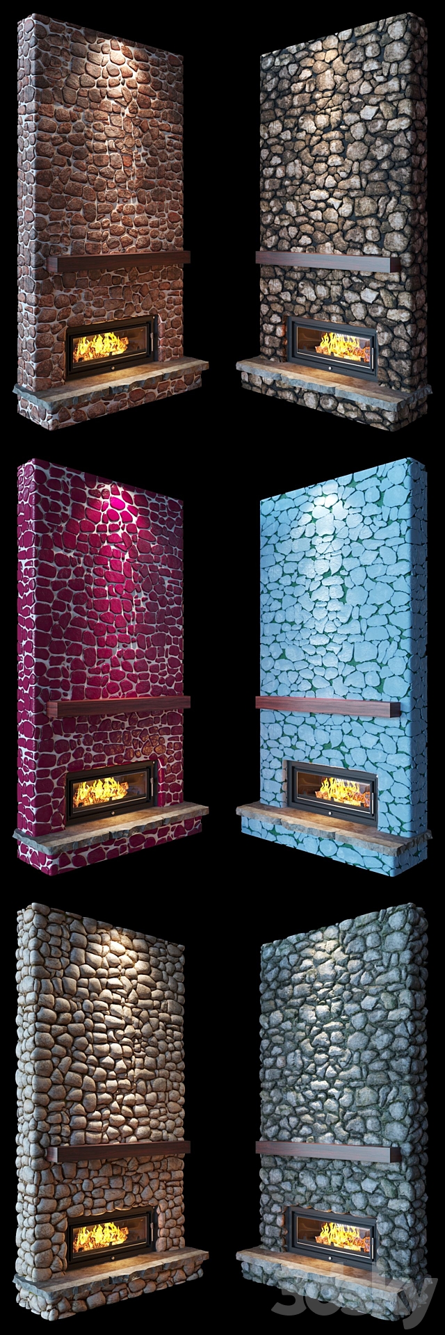 Fireplace (stone) 3d