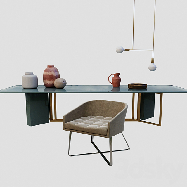 Plinto table and Lolyta chair 3DSMax File - thumbnail 1
