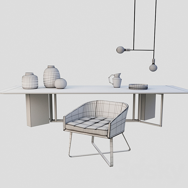 Plinto table and Lolyta chair 3DSMax File - thumbnail 3