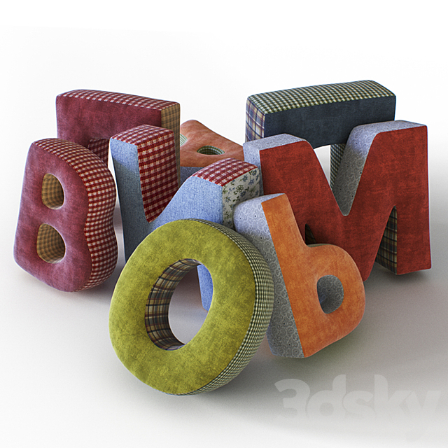 Pillows in the form of letters 3DSMax File - thumbnail 1