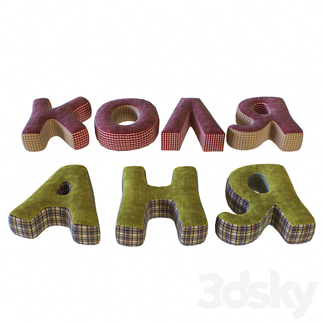 Pillows in the form of letters 3DSMax File - thumbnail 2