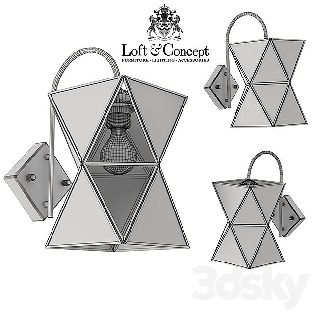 Sconce PolyPyramid Glass Bra Cognac 3DSMax File - thumbnail 3
