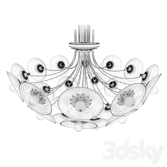 Pietro Chiesa Raro grande lampadario 3d