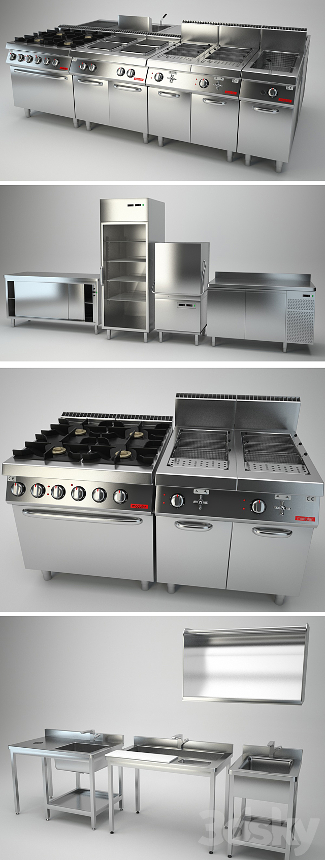 Professional kitchen Modular – collection Pratika 3DSMax File - thumbnail 2